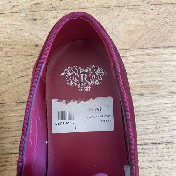 Burgundy Velvet Loafers with Leopard Accent - Picture 4 of 15